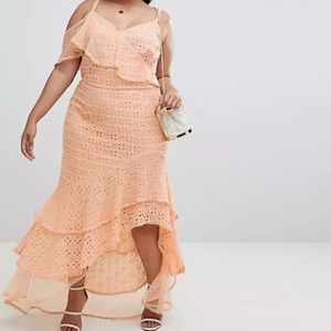 ASOS Curve ruffle broderie maxi dress
